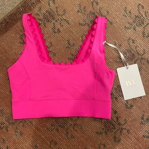 NWT IVL Collective neon pink scalloped sports bra Size 8